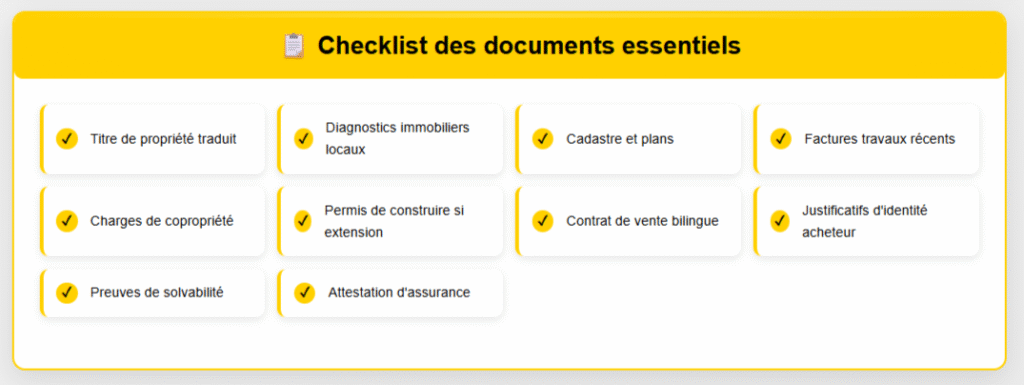 Checklist des documents essentiels pour une vente de maison à l'étranger