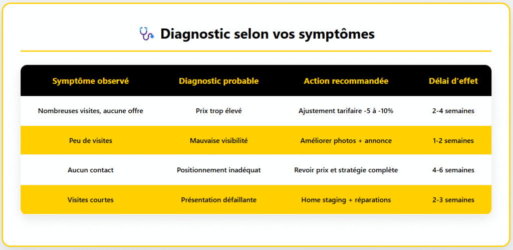 Diagnostic selon problèmes non ventes bien immo