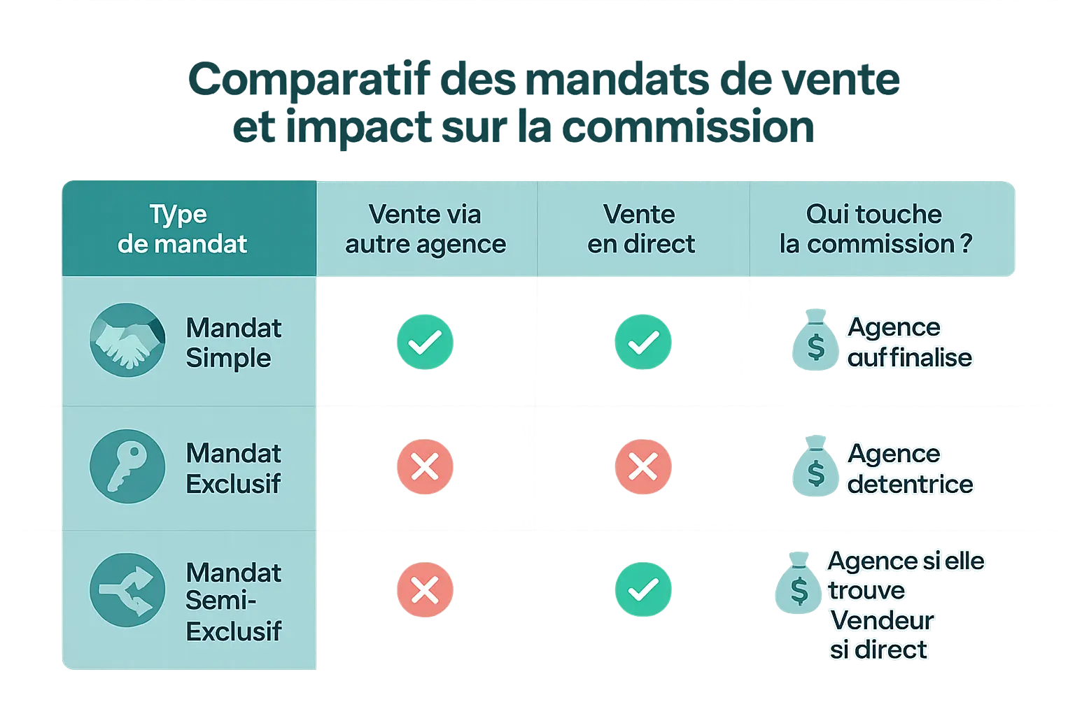 Comparatif des mandats de vente et commission