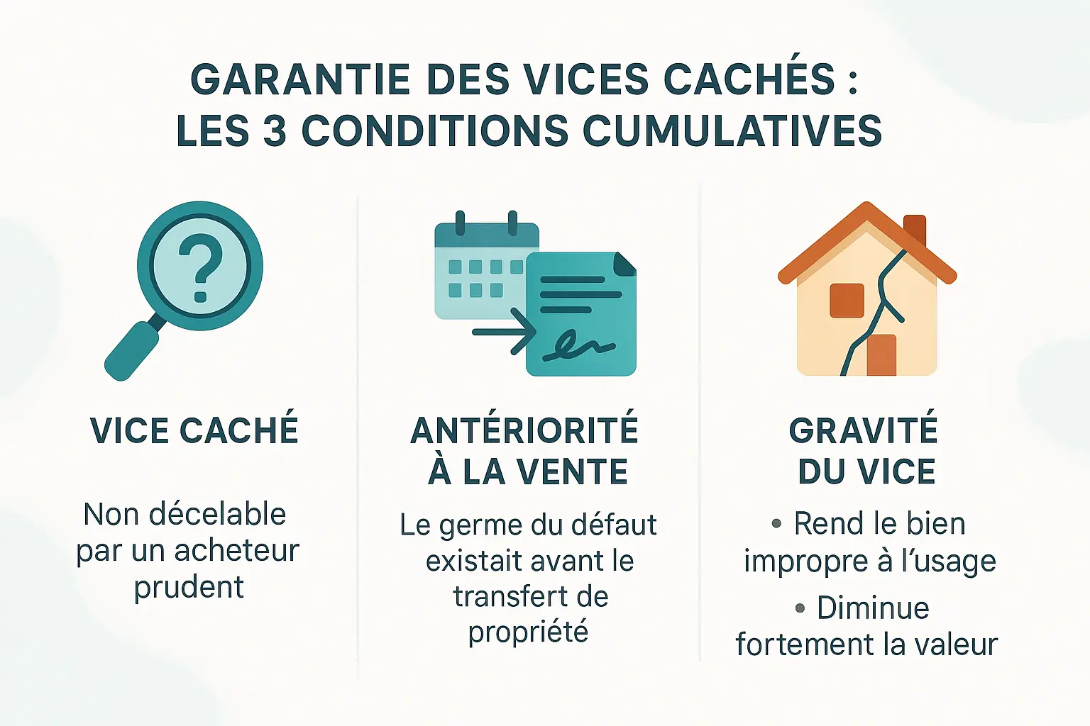 Les 3 conditions pour la garantie des vices cachés en immobilier