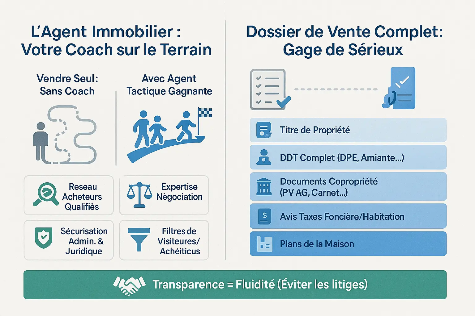 Illustration des avantages de l'agent immobilier et d'un dossier complet