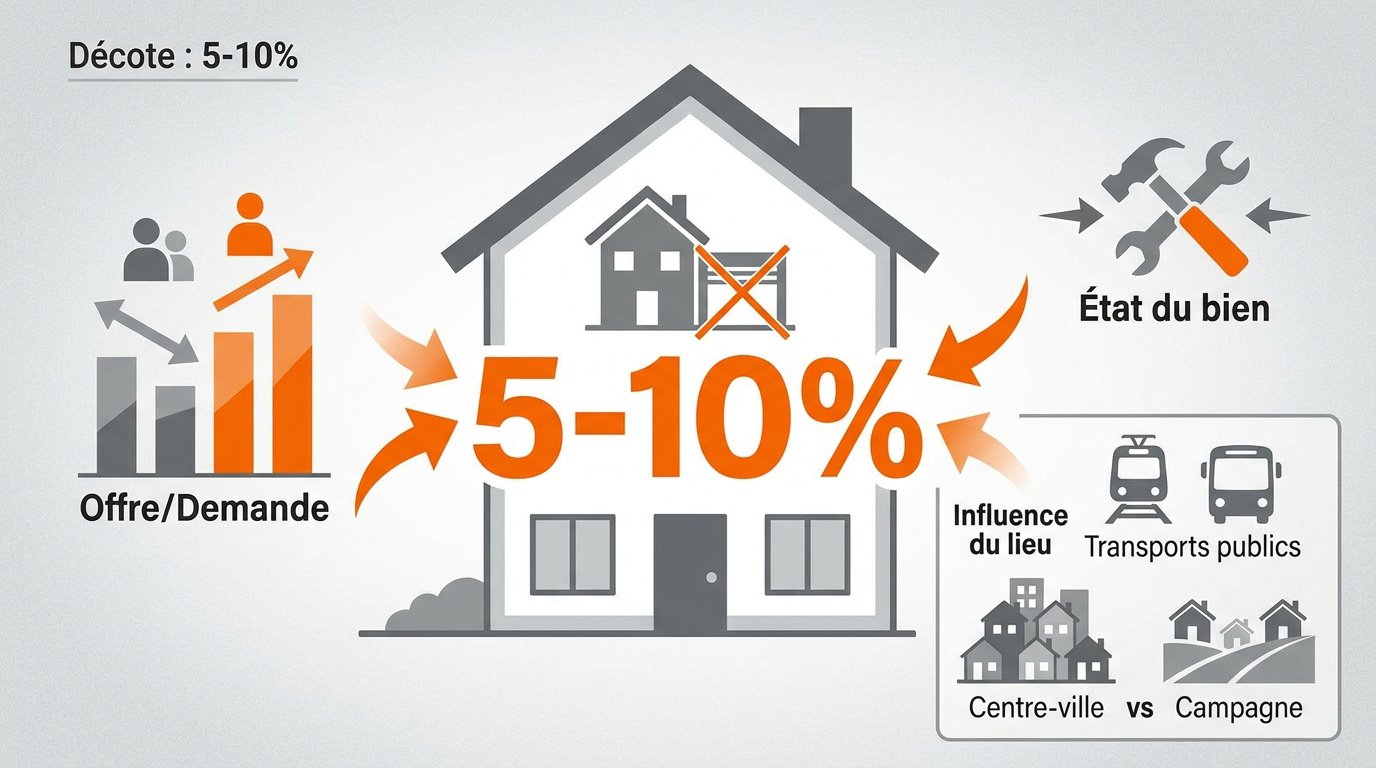 Analyse de la décote immobilière entre 5 et 10 pourcent pour une maison sans garage