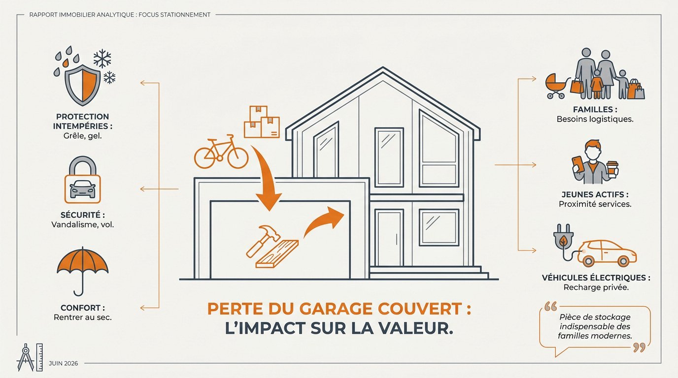 Maison sans garage impact sur la valeur immobilière