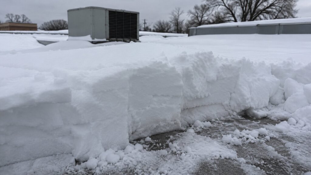 Mur de neige sur un toit 
