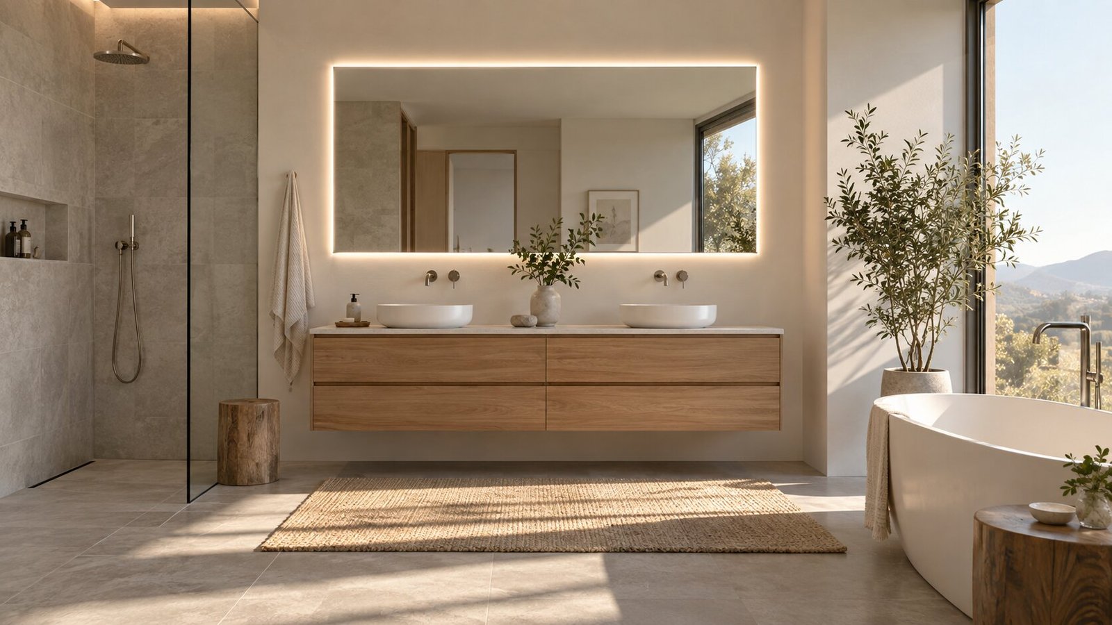 Salle de bain moderne baignée de lumière